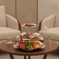 Three-Tier Serving Tray Stand Non-Slip Tiered Serving Stand with Handle Sleek Sturdy for Hosts, Parties, Weddings