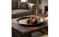 Metal Tray with Hammered Finish Textured Aluminum Tray Antique-Style Serving Platter for Shelf