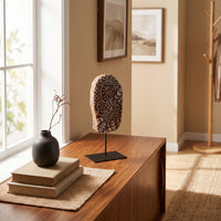 Sculpture Decorative Carved Ornament with Metal Stand Modern Leaf Sculpture with Holder for Decluttering Advocates, TV Cabinet, Entryway