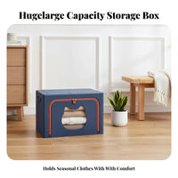 Large Capacity Foldable textile container Stackable foldable textile container Sturdy Handles Closet Organizer With Lids for Students, Families, Parents, Bedroom, Under Bed, Dorm Room, Shelves