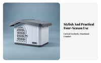Sloped Roof Rain-Resistant Cat House Ribbed Panel Outdoor Cat House Easy to Clean