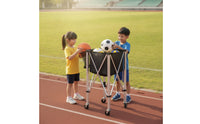 Foldable Ball Storage Cart Collapsible Ball Cart with Side Pocket Mobile Carro Para Equipos Deportivos Compacto for Gyms