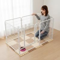 Heightened Design Modular Dog Pen with Divider Large Space Indoor Pet Fence Chew Resistant Heavy Duty Metal Pet Enclosure for Young Dogs