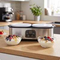 Stainless Steel Yogurt Maker with Glass Jars Compact Countertop Yogurt Maker Digital Appliance Homemade for Families, Kitchen, Meal Prep