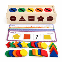 Geometric Shapes Educational Shape Sorting Box Natural Finish Wooden Shape Sorter Tabletop Color Sorting Toy Educational for Children