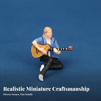 1:64 Scale Guitarist Figure High Intricacy Miniature Musician Model Miniature Scene Figure Lifelike Features Rock Band
