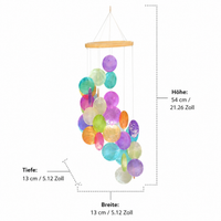 Hanging Shell Wind Chime 54cm, Handmade Wind Chime for Garden & Balcony, Clear Sound Play, Multicolor Window Decoration