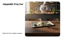 adaptable Rectangular Food Tray Easy to Clean Rectangular Serving Tray long-lasting Kitchenware adaptable Use for BBQ lovers, Party Planners, Restaurant, Barbecues, Kitchen preparation, Cafeteria