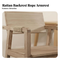 sturdy Wood Frame Woven Seat Wooden Chair Retro Design Cane rear Chair Minimalist design Dining Seating Easy to Assemble for Cafe Owners, Homeowners, Adults, Guesthouse, Kitchen, Living Room, Bedroom