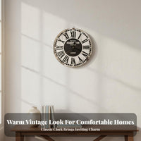 Non-Ticking Wooden Wall Clock Easy to Hang Retro Wall Clock Lightweight for Interior Design Enthusiasts, Seniors, Living Room, Bedroom, Cafe
