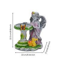Angel Statue with Basin Waterproof Sun-Powered Garden Statue Light Automatic Sun-Powered Garden Luminaire for Gardeners, Homeowners, Yard, Flower Bed