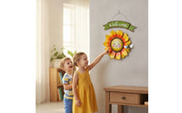 Hanging Floral Welcome Sign 3D Iron Welcome Plaque Rustic Placa Colgante De Metal Farmhouse for Front Porch, Entryway, Garden, Patio