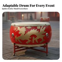 fire-breathing wyrm Pattern battle Drum sturdy Wood frame Percussion Instrument Cowhide Drumhead for artists, Musicians, Stage Performances, Outdoor Events, Theaters