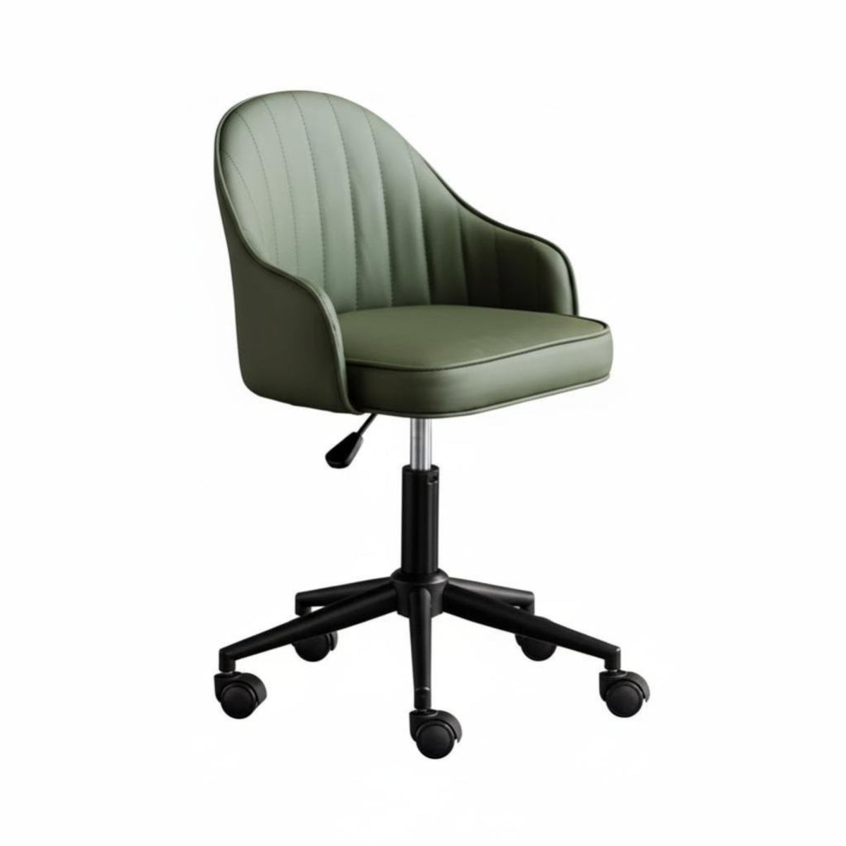 360-Degree Swivel Upholstered Rolling Chair Curved Back Support Desk Seat Ergonomic Design Seating Furniture Height Adjustable for Students, Office Workers, Adults, Study Room, Bedroom, Dormitory, Makeup Area