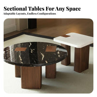 2 Pieces Japanese Aesthetic artistic Nesting Table Set Minimalist Design Stackable Coffee Tables stylish Living Room Furnishing Space-Saving for Interior Designers, homeowners, Apartment Dwellers, Lounge Area, Small areas, Office, Bedroom