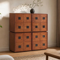 4 Pieces Modular Cabinet Stackable Cabinet with Doors Retro Storage Unit for Living Room, Bedroom