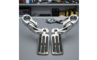Foot Pegs with Mounting Brackets Rubber-Treaded Motorcycle Foot Pegs Black Footrest Mounting Hardware Kit for Riders, Motorcyclists