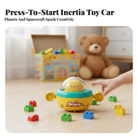 Push and Go Toy Car Battery Inertia Powered Car No Needed Cartoon Spaceship Toy for Kids, Preschoolers, Ground Play, Play Period, Playroom