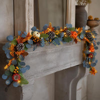 1.8m Artificial Thanksgiving Pumpkin Berry Maple Leaf Garland for Harvest Festival & Christmas Decor