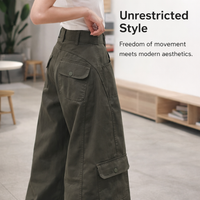 Wide Leg Trousers for Women with High Waist and Loose Design, Comfortable Walking for Casual Wear and Work, Polyester