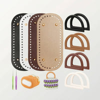 Oval DIY Crochet Handbag Kit Long-Lasting Crochet Bag Kit with Handles Sturdy Bag Foundation and Handles Set Complete for Crafters
