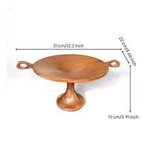 Pedestal Fruit Tray Vintage-Influenced Fruit Tray with Handles Rustic Footed Serving Bowl for Dining Table