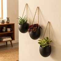 Plant Pots for Indoor Plants and Flower Pots, Set of 3 Matte Ceramic Planter Wall Hanging for Home Office, Modern Minimalist Wall Planter