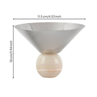 Pedestal Tray with Stone Base Modern Decorative Centerpiece Bowl Minimalist Stainless Steel Fruit Bowl for Entryway