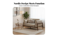 Nordic Design 3-Seater with Wood Frame Minimalist design Living Room Furniture Japanese Aesthetic Couch Small Space perfect for Apartment Dwellers, Homeowners, Pet Owners, Lounge Area, Office, Home Theater