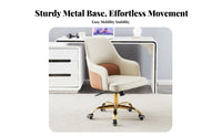 Minimalist Design Upholstered rotating Chair with Casters High backrest backrestrest Adjustable Rolling Chair Easy Assembly Office Furniture for Students, work-from-home Workers, Study Room, Bedroom, Workplace