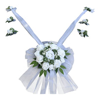 Layered Design Wedding Car Decoration Kit Artificial Flowers Bridal Car Decor Set Floral Hood Decoration Kit
