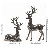 Electroplated Deer Figurine Reflective Deer Statue Resin Stag Figurine Sculpted for Living Room, Office, Entryway