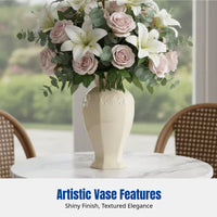 Milky Cream Ceramic Vase, Modern Luxury, Desktop Flower Arrangement, Office, Living Room Accent Piece