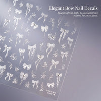 Nail Bow and Floral Branch, Crystal Rhinestone Butterfly Decals for Manicure, Elegant Tassel Design Accessories