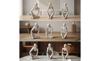 3 Pieces Abstract Figurines Modern Meditating Statues Decorative for Desk