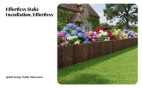 Carbonized Wood Picket Border Landscape Border Fence Easy to Install Flower Bed Border for Vegetable Garden Area, Lawn, Pathway