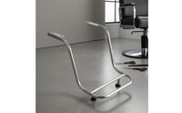 Steel Footrest Bracket Curved Barber Chair Footrest Replacement Foot Rest Chrome Finish Salon Hardware Rubber Feet