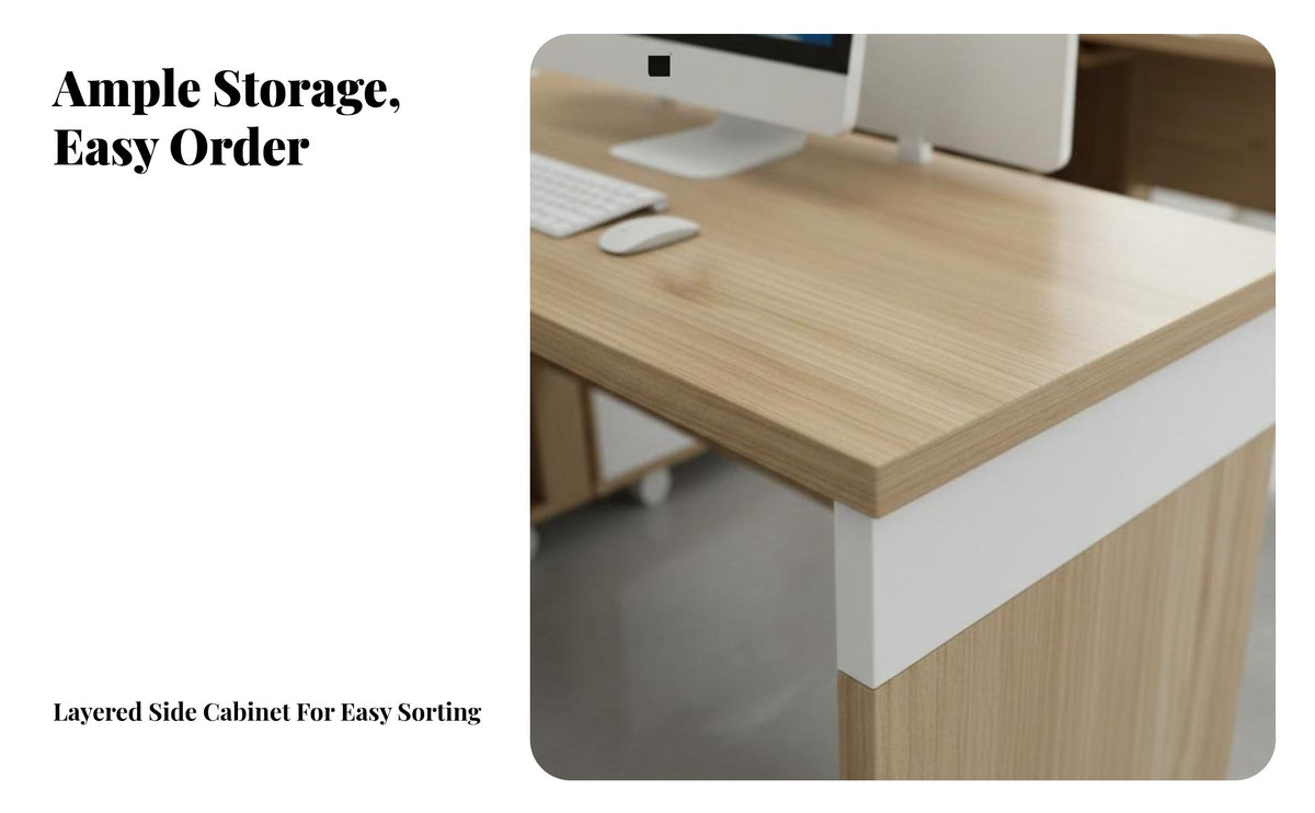 Modern Design Multi-Person Desk Cluster Includes Chairs L-Shaped Multi-Person Desk Unit Space-Saving Workstation Commercial Grade for Employees, Finance Department Staff, Business Owners, Open-Plan Workspace, Corporate Environment, Call Center