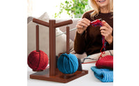 Rotatable Rotating Yarn Holder Mobile Phone Base Wooden Yarn Holder Natural Wood Effortless Rotation for Knitters, Crocheters, Crafters, Sewing Table