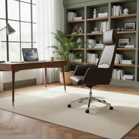 Adjustable Height Ergonomic Leather Office Chair 360-Degree Swivel High-Back Executive Chair Reclining Function for Executives