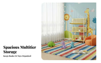 Floor-Standing Mobile shelf unit and Toy Cabinet 2-in-1 Design children's Furniture Movable with casters kids' Room Organizer Large Capacity for Toddlers, Families, Parents, Playroom, Nursery, Bedroom, Kindergarten