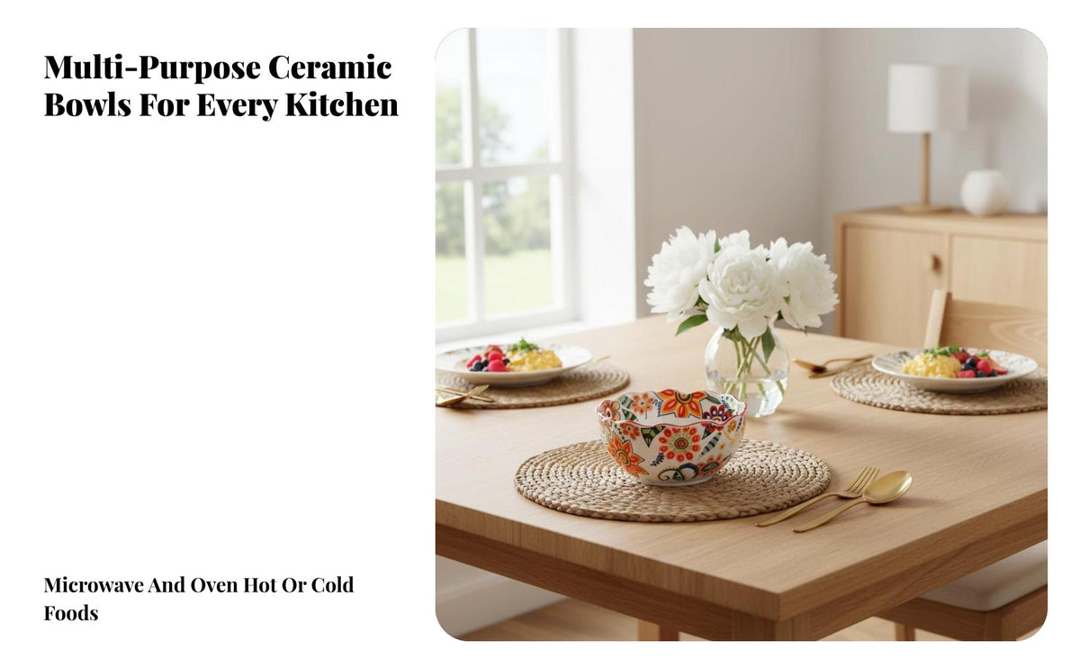Nordic Floral Ceramic Dinnerware Set, Hand-Painted Plates & Bowls, Glazed, Creative Tableware