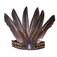 Indian Design Headdress Handmade Feather Headband Festival Wear for Adults