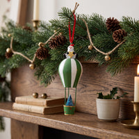 Festive Christmas Hot Air Balloon Ornament Lightweight Balloon Ornament with Santa Artisanal for Window Display