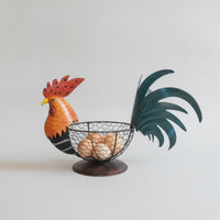 Rooster Silhouette Egg Basket Farmhouse Egg Basket Rustic Artisanal for Kitchen, Countertop
