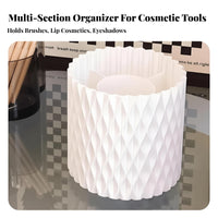 360-Degree Rotation Lidded Rotating Brush Cylinder particulateproof Rotating Brush Holder with Lid Multi-Compartment Makeup Organizer Space-Saving for cosmetic aficionados, Women, Teenagers, Desktop, Dressing Table, Vanity Table, Bedroom