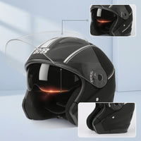 Half Helmet ABS Shell Double Visor Helmet Vehicle Safety Gear EPS Padding Anti-Fog