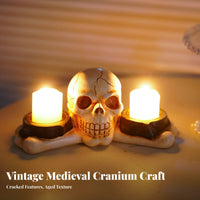 Spooky Design Skull Double Candle Holder Unique Gift Skeleton Candle Holder Realistic Feature S for Horror Fans, Adults, Themed Parties