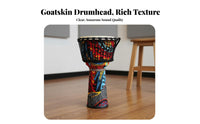 Rope-Tuned Djembe Tunable Percussion Instrument Goatskin Handheld Drum for Beginners, Musicians, Home Rehearsal Concert Performances