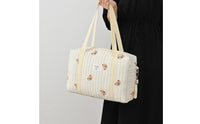 Padded Diaper Tote Roomy Quilted Infant Tote Water-Resistant Diaper Bag for Parents, Pram